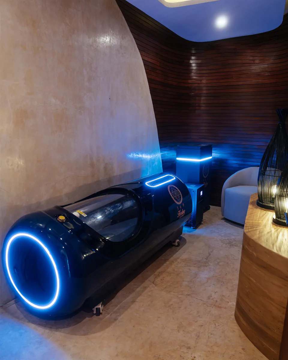 Blue wellness pod room